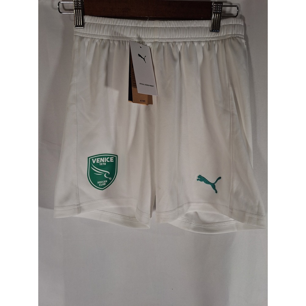 Puma Venice Soccer Club FastMOVE Shorts Jr White Green 605892 01 Kids Medium NWT
